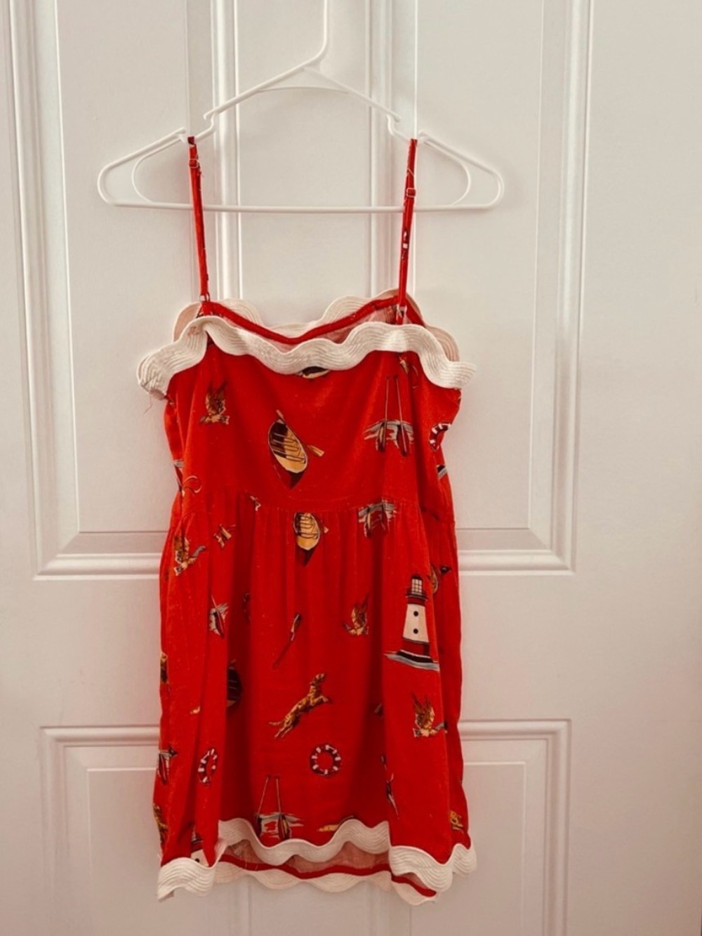 Anthropologie- CELANDINE Charming Coral color Nautical Women's Casual Dress